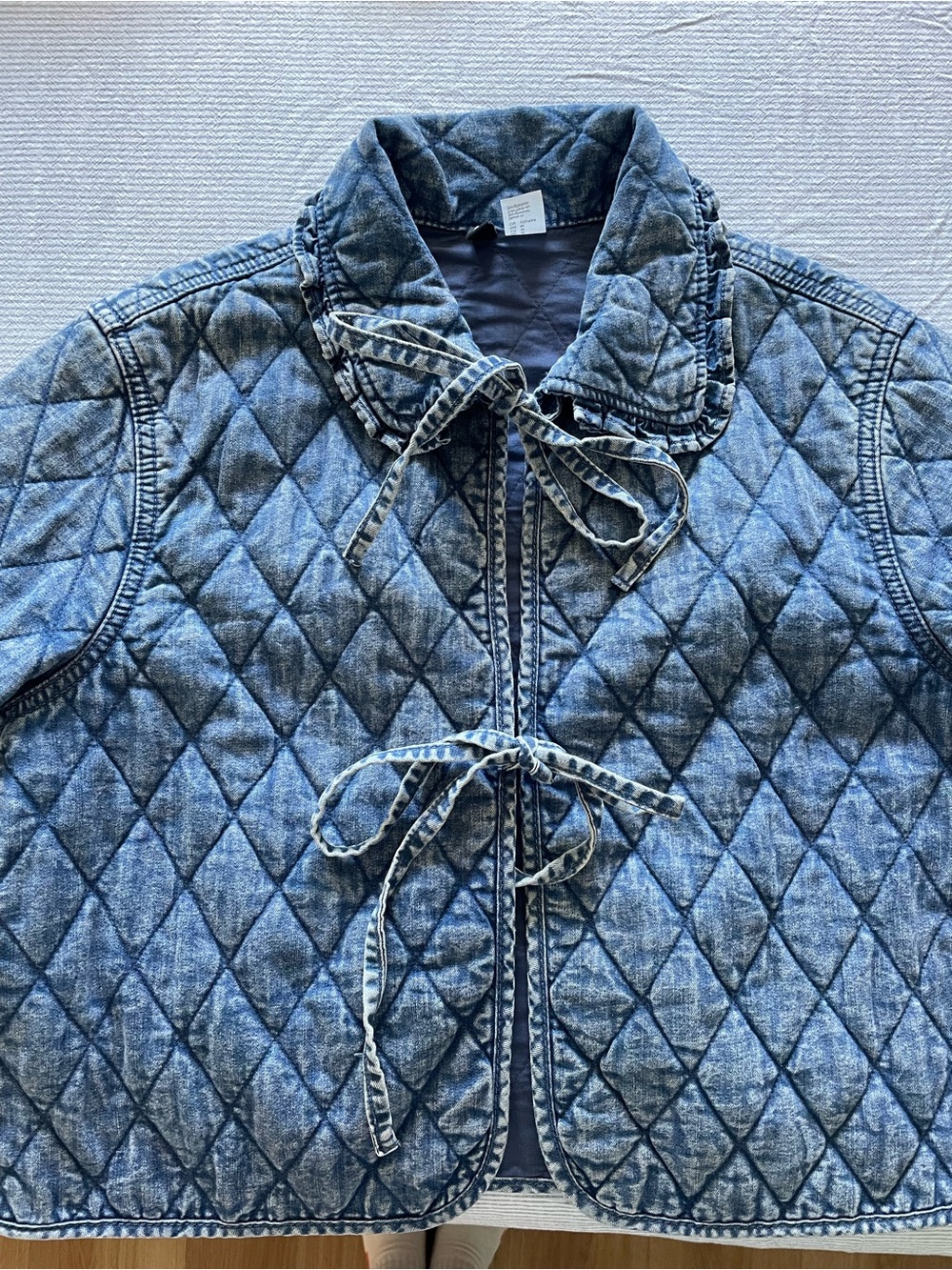Divided Quilted Denim Jacket in Faded Blue